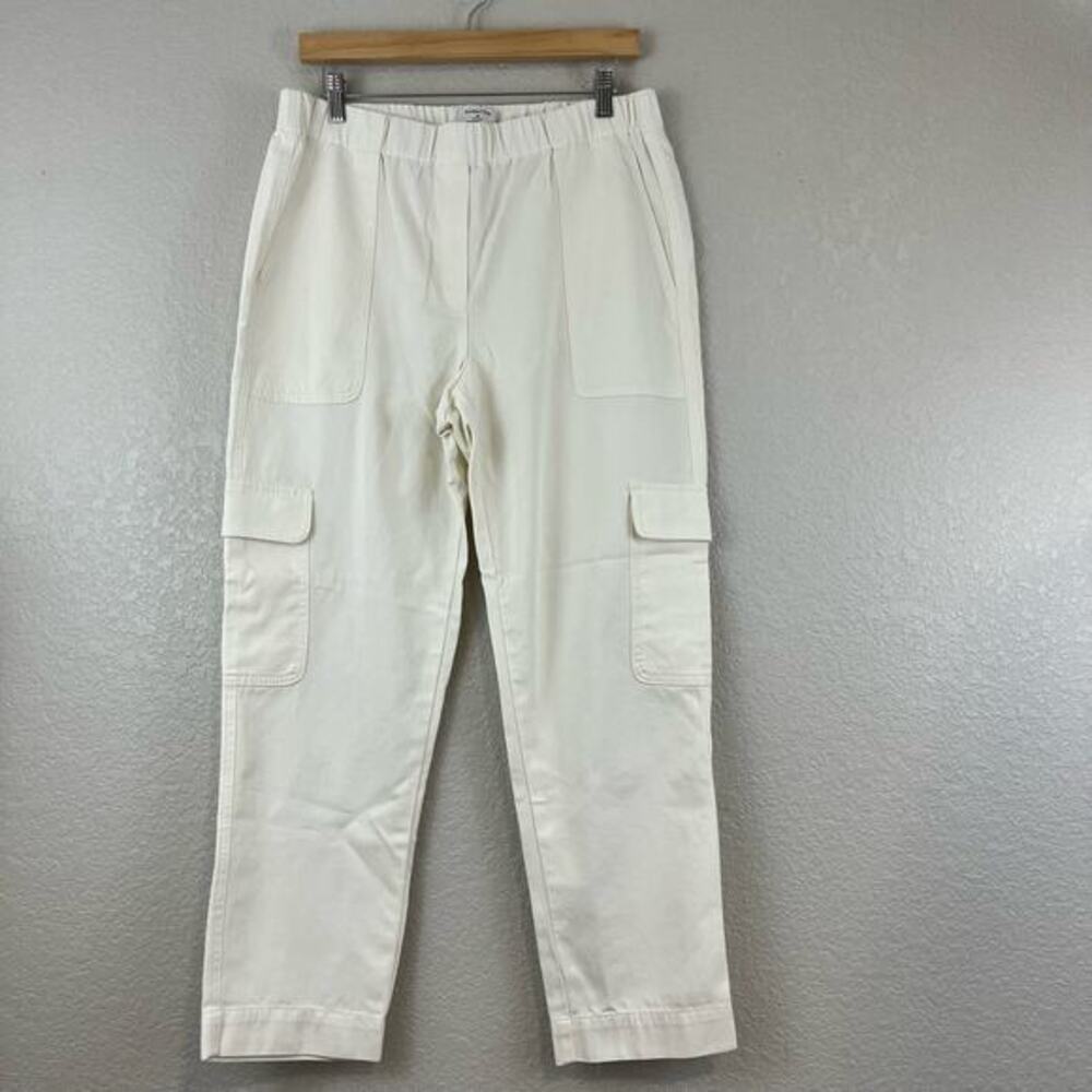 Babaton Aritizia Titan Pant Womens 10 Cream Cargo Cotton Silk Pull On Elastic